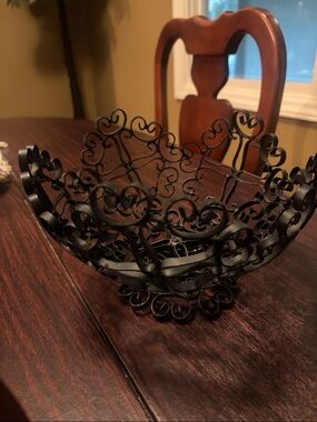 Ornate Black Metal Decorative Bowl